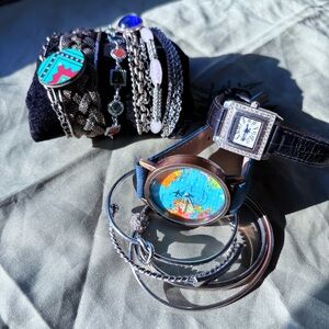 Wanderlust boho chic jewelry bundle bracelets lot quirky vintage silver whimsy